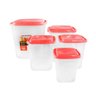 Jogo com 05 Potes Vermelho para Guardar Alimentos - 4