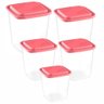 Jogo com 05 Potes Vermelho para Guardar Alimentos - 3