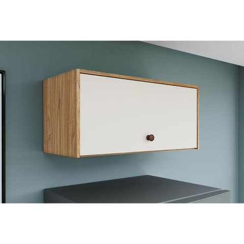Armário de Cozinha Modulado Torino C/ 1 Porta Basculante 70cm Mel/off White - Movelbento