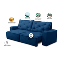 Ver imagem 3 de Sofá Retrátil 3 Lugares com Molas 1,80m Ayla Suede Azul