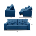 Ver imagem 2 de Sofá Retrátil 3 Lugares com Molas 1,80m Ayla Suede Azul