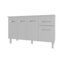 Ver imagem 1 de Balcão Cozinha Armário Gabinete Camila Branco com Tampo Tampão 140 Cm Mobília Decor Branco