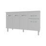 Balcão Cozinha Armário Gabinete Camila Branco com Tampo Tampão 140 Cm Mobília Decor Branco - 1