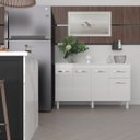 Ver imagem 2 de Balcão Cozinha Armário Gabinete Camila Branco com Tampo Tampão 140 Cm Mobília Decor Branco