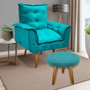 Ver imagem 2 de Kit Poltrona Opala Júlia Cadeira Decorativa + Puff Redondo Pés Palito Mercado Dos Móveis:azul Turque