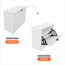 Porta Calçados Suspenso Chão Sapato Tênis com 1 Porta Sapateira Pequena Multiuso Madeira Mdf Branca - 2