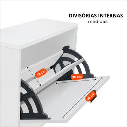 Porta Calçados Suspenso Chão Sapato Tênis com 1 Porta Sapateira Pequena Multiuso Madeira Mdf Branca - 3