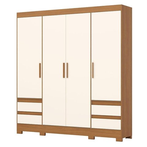 Guarda-roupa Casal 04 Portas 04 Gavetas B383 Cinamomo Off White - Henn - Briz