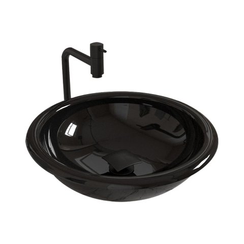 Cuba Apoio Lume C/ Torneira Inox Black e Válvula Click Black Preto Brilho