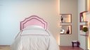 Ver imagem 1 de Cabeceira Solteiro em Corino Rosa Luxo com Dupla Tacha Fumê