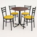 Ver imagem 1 de Mesa de Jantar Redonda 80cm Imbuia com 4 Cadeiras Estofada Preta