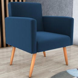 Poltrona Decorativa para Sala Pará Suede Azul - 1