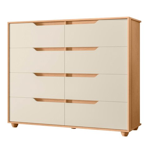 Cômoda para Quarto 8 Gavetas 136cm Doble Flex Off/freijó - Albatroz