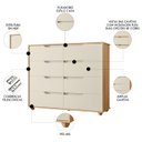 Ver imagem 3 de Cômoda para Quarto 8 Gavetas 136cm Doble Flex Off/freijó - Albatroz