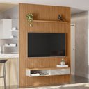 Ver imagem 1 de Painel para Tv até 75 Polegadas Sydnei 1 Porta 180 Cm Ripado Nature/off White - Pnr Móveis