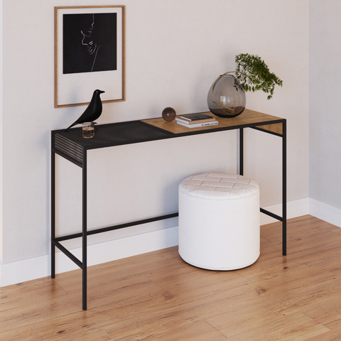 Aparador Industrial Retrô Madeira/Aço 120cm York Marrom/Vermont/Preto