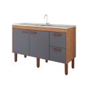 Ver imagem 1 de Gabinete de Cozinha 154cm 2 Portas Balcão Madeira 100% MDF:Freijó/Titanium