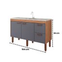 Ver imagem 4 de Gabinete de Cozinha 154cm 2 Portas Balcão Madeira 100% MDF:Freijó/Titanium
