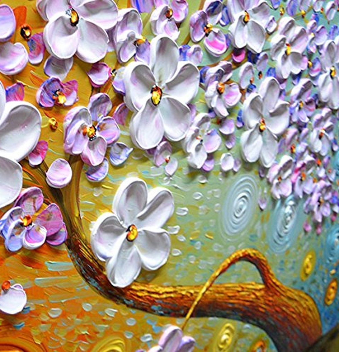 Quadro Pintura Tela colorida estrelado floral textura 5406: 90cm (A) x 180cm (L) - 4