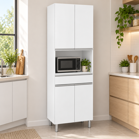 Paneleiro Duplo Nicho Para Micro-ondas Top Class Branco