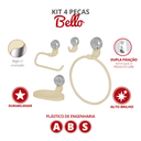 Ver imagem 2 de Kit Acessórios para Banheiro 4 Peças Linha Bello Cor Bege e Cromado Durín