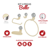 Kit Acessórios para Banheiro 4 Peças Linha Bello Cor Bege e Cromado Durín - 2