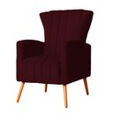 Ver imagem 2 de Poltrona Decorativa para Sala Melinda Suede Bordo - Fm