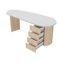 Ver imagem 7 de Escrivaninha Mesa Orgânica Curva com Escritório e Home Office Refinado Ovale 4 Gavetas 183cm Carvalho E Branco