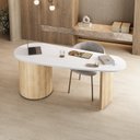 Ver imagem 1 de Escrivaninha Mesa Orgânica Curva Diretor Ovale 183cm Marrom e Branco Artany
