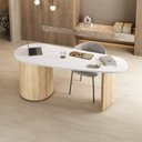 Ver imagem 1 de Escrivaninha Mesa Orgânica Curva com Escritório e Home Office Refinado Ovale 4 Gavetas 183cm Carvalho E Branco