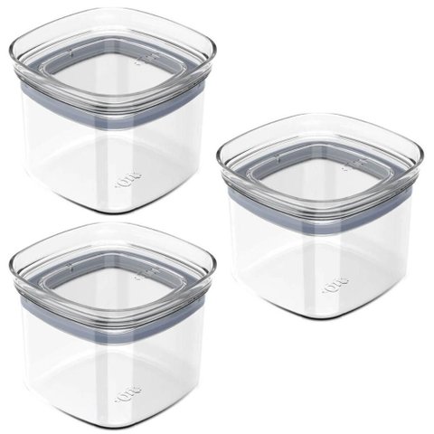 Conjunto 3 Potes Herméticos com Tampa 450ml Natural Plástico Porta Condimentos ou