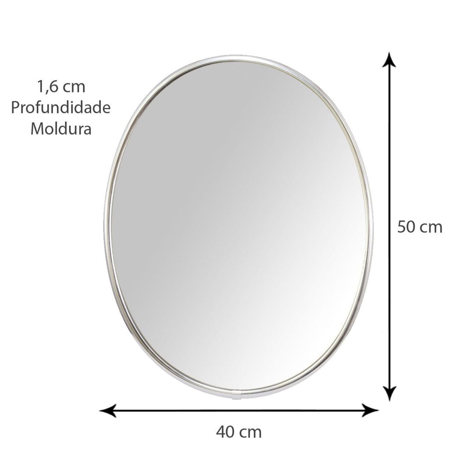 Espelho Oval Moldura de Alumínio 50cm x 40cm Decore Pronto - 4