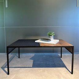 Mesa de Centro Industrial Retrô Madeira/Aço York - 13 Mesa de Centro Industrial Retrô Madeira/Aço York - 13