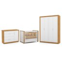 Ver imagem 1 de Dormitório Tutto New 4 Portas, Cômoda 1 Porta e Berço Branco Soft/freijó com Capitonê - Matic M