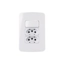 Ver imagem 1 de Interruptor Simples 10a e Tomada Dupla 2p+t 20a Margirius B3 com Placa 4x2 Branco