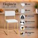 Ver imagem 3 de Kit 4 Cadeira Jantar Cozinha Estofada com Encosto Dourado Corino Dubai