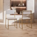 Ver imagem 2 de Kit 4 Cadeira Jantar Cozinha Estofada com Encosto Dourado Corino Dubai