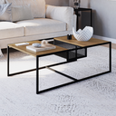 Ver imagem 1 de Mesa de Centro Industrial Retrô com Nicho Madeira/Aço York Marrom