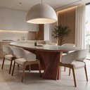 Ver imagem 4 de Mesa de Jantar 6 Lugares Retangular com Vidro Base Ripada 184cm Rigon B05 Canela Off White - Lyam