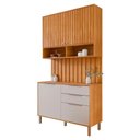 Ver imagem 1 de Aéreo com Balcão Painel Divina 120cm 4 Portas e 2 Gavetas Cinamomo/off White