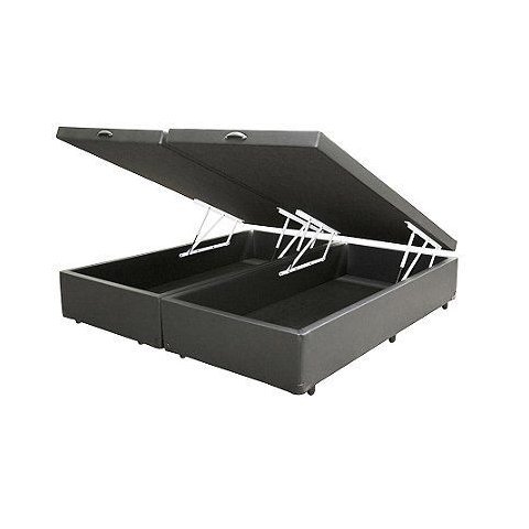 Base Box Baú Casal Bipartido Cinza Sintético 138x188