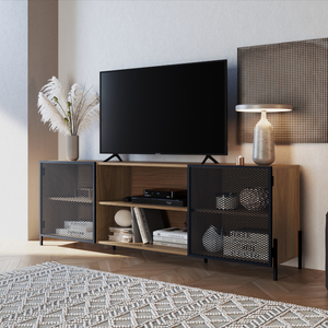 Rack Industrial Retrô para TV até 70 Polegadas 2 Portas 2 Nichos 180cm York