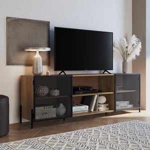 Rack Industrial para TV até 70 Polegadas 180cm 2 Portas 2 Nichos York 