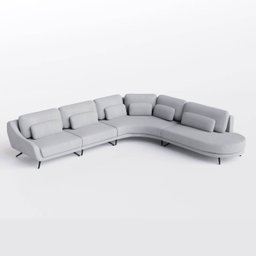 Sofá de Canto Moscou 3,61m X 3,13m em Boucle Alaska Natural - Home Mobily - 3
