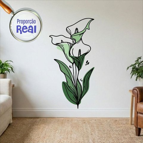 Adesivo Floral Boho Verde Estilo Nórdico 60x120 Minimalista Mod.04
