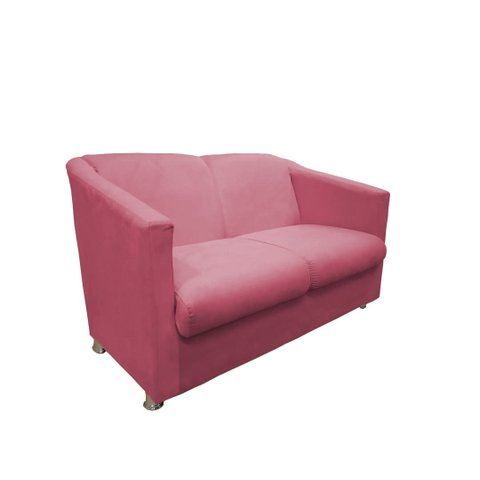 Namoradeira Decorativa Biane Suede Rosa 2 Lugares Pés Cromado Ms Decor