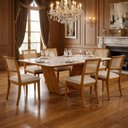 Ver imagem 1 de Conjunto Mesa de Jantar Safira 160x90 6 Lugares Madeira Maciça Vidro Off White + Cadeiras Rubi