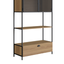 Ver imagem 5 de Estante de Livros Industrial Retrô 90CMX180CM Alta 2 Portas 1 Gaveta Madeira York Marrom