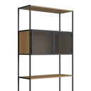 Ver imagem 6 de Estante de Livros Industrial Retrô 90CMX180CM Alta 2 Portas 1 Gaveta Madeira York Marrom