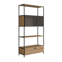 Ver imagem 2 de Estante de Livros Industrial Retrô 90CMX180CM Alta 2 Portas 1 Gaveta Madeira York Marrom